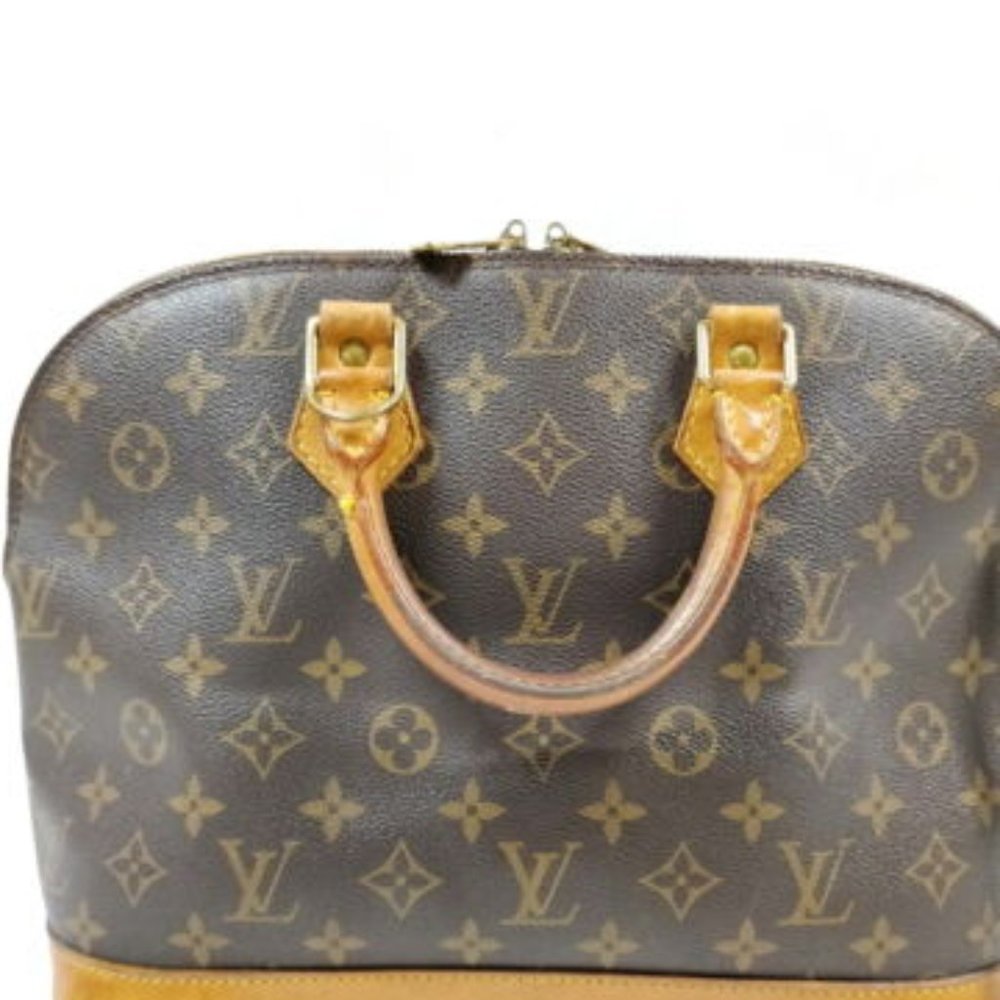 Vintage Louis Vuitton Alma Monogram Leather Handbag Satchel Brown Tan Gold EUC - Picture 3 of 15